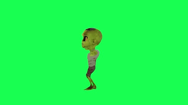 Dziecko Zombie Kreskówka Zielony Ekran Jazz Taniec Prostokąt Kreskówka Postać — Wideo stockowe