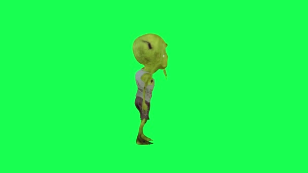 Tela Verde Desenhos Animados Feliz Zumbi Dança Hip Hop Ângulo — Vídeo de Stock