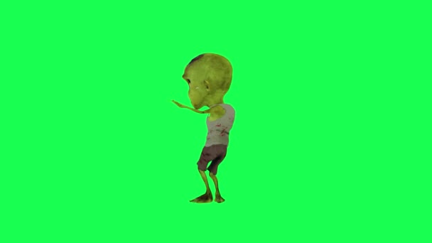 Right Angle Hip Hop Dancing Green Screen Cartoon Speaker Zombie — стоковое видео