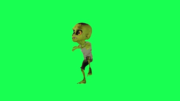 Потворний Анімований Зомбі Зелений Екран Gangnam Стиль Прямий Кут Мультфільм — стокове відео