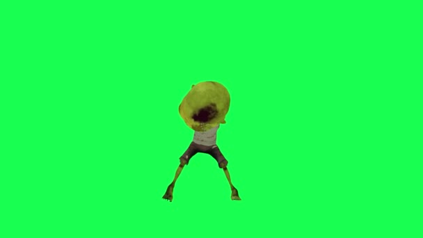Funny Zelená Obrazovka Animované Zombie Tanec Přední Úhel Kreslený Znak — Stock video