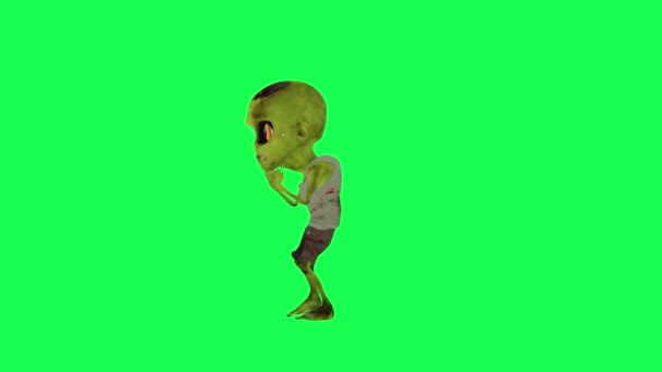 有趣的动画僵尸绿色荧幕土耳其舞直角卡通人物有趣可爱的Cg渲染动画循环 — 图库视频影像