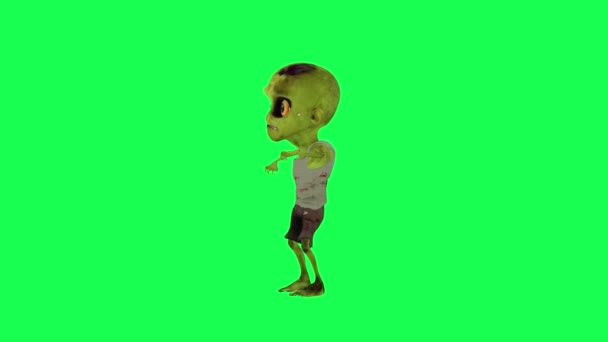 Écran Vert Drôle Bande Dessinée Zombie Dansant Acclamant Personnage Bande — Video