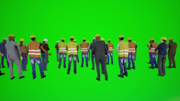 Анимация Инженеров Протестующих Перед Заводом Стоячем Положении Лондоне Сити Хрома — стоковое видео