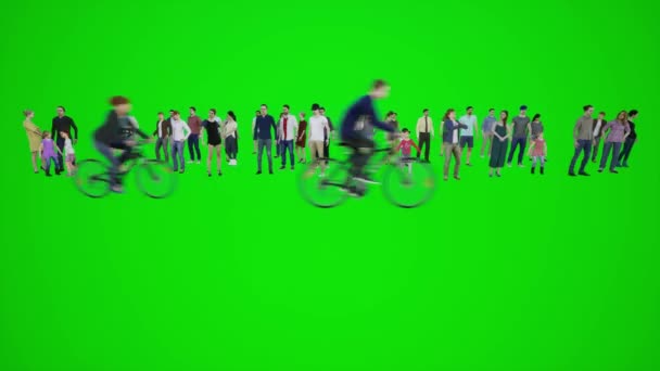 자전거 경주의 애니메이션 사람들은 화면에서 경주를 사람들 Redner 크로마 애니메이션 — 비디오