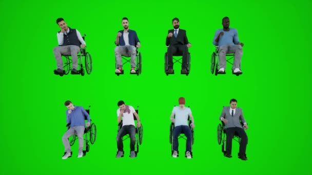 Osm Dimenzionální Animace Krejčího Invalidním Vozíku Pohybující Ulicích Evropy Afrika — Stock video