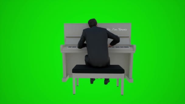 크로마 화면의 각도에서 레스토랑에서 피아노를 예술가의 애니메이션 사람들 Redner 크로마 — 비디오