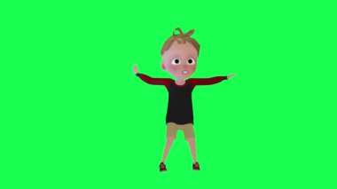 3D dans eden erkek bebek samba krom anahtar açısı 3D insanlar kırmızı krom arka plan animasyon erkek ve kadın yürüyüş konuşması