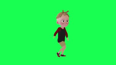 3D dans eden bebek salsa krom anahtar açısı 3D insanlar kırmızı krom arka plan animasyonu erkek ve kadın yürüyüş konuşması