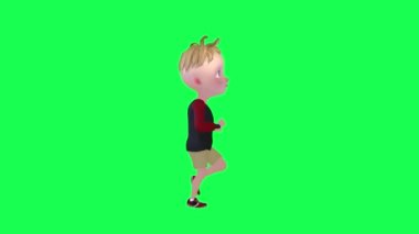 Bebek hızlı kroma anahtarı sol açı 3D insanlar kırmızı krom anahtar arka plan animasyon erkek ve kadın yürüme konuşması