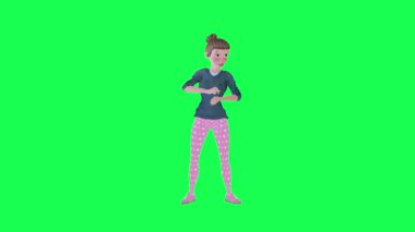 3D animasyon kadın sigara içen ön açı izole yeşil ekran 3D insanlar kırmızı krom anahtar arka plan animasyon erkek ve kadın yürüyüş konuşma