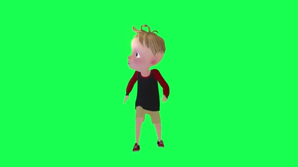 Dziecko Mówi Podstępnie Odizolowany Zielony Ekran Przedni Kąt Ludzie Redner — Wideo stockowe