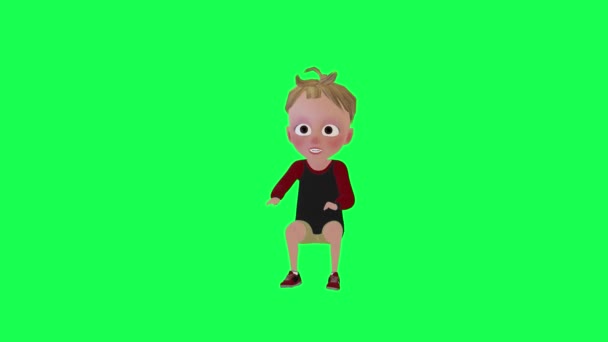 Dessin Animé Enfant Jouer Avec Ordinateur Isolé Chroma Clé Angle — Video
