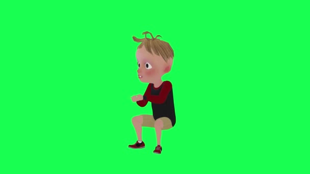 Roztomilé Dítě Hraje Videohru Izolované Zelené Obrazovky Přední Úhel Lidé — Stock video