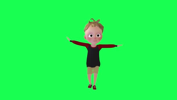 Хлопчик Танцює Джазовий Хром Ключ Передній Кут Зеленому Екрані Люди — стокове відео