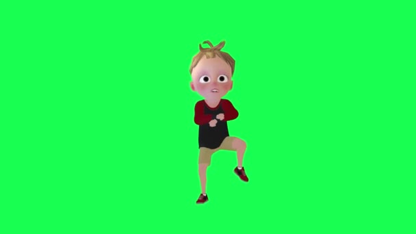 Baby Boy Dancing Gangnam Style Front Angle Green Screen People — Stockvideo