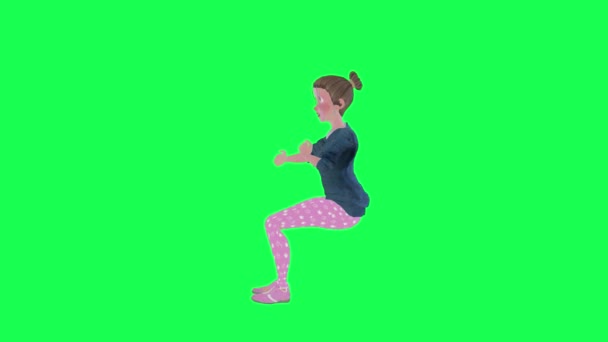 Cartoon Wife Sitting Obscenity Right Angle Isolated Green Screen People — Stock Video