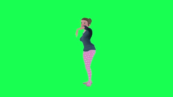 Animée Femme Foyer Dansant Hip Hop Isolé Angle Droit Écran — Video