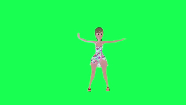 Nice Girl Dancing Samba Front Angle Chroma Key People Redner — Stock Video