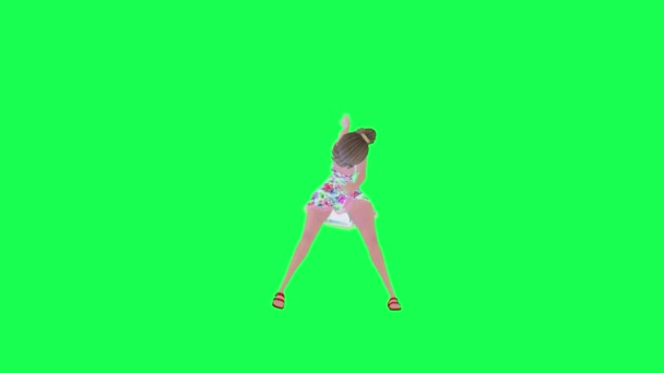 Fille Chaude Dansant Angle Avant Isolé Écran Vert Personnes Redner — Video