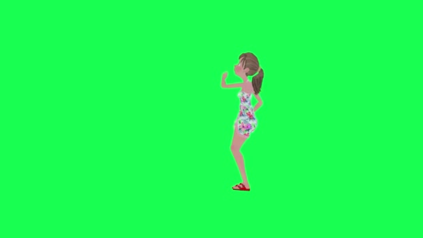 Animált Szép Lány Popsi Hip Hop Tánc Derékszög Elszigetelt Zöld — Stock videók