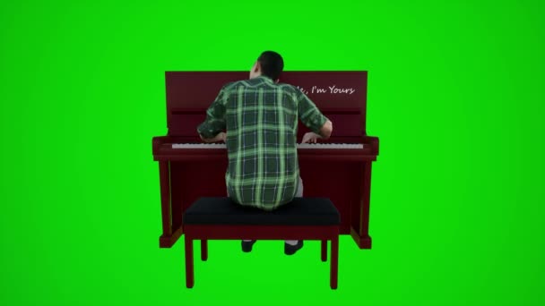 Musisi Layar Hijau Bermain Piano Restoran Amerika Dari Sudut Belakang — Stok Video