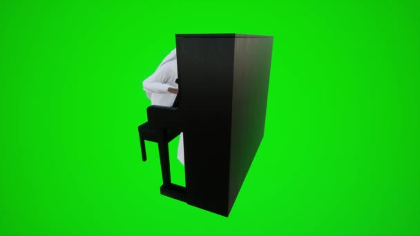 Verde Tela Árabe Masculino Cantor Tocando Piano Dubai Cafés Partir — Vídeo de Stock