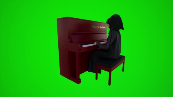 Écran Vert Une Enseignante Arabe Jouant Piano Dans Les Restaurants — Video