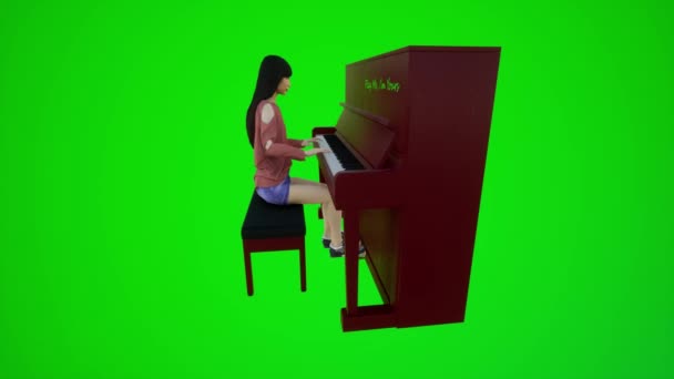Écran Vert Danseuse Jouant Piano Dans Les Bars Asiatiques Angle — Video