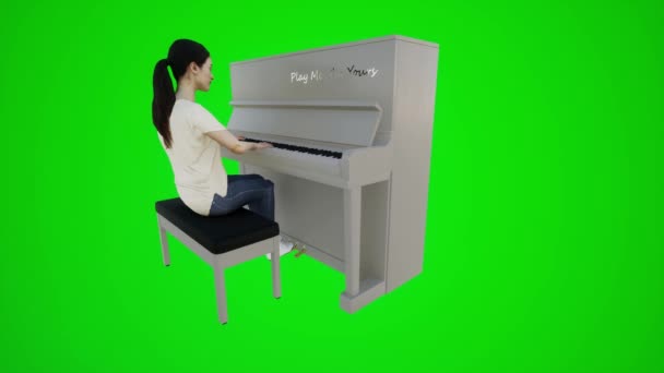 Écran Vert Fille Photographe Jouant Piano Dans Les Bars Asiatiques — Video