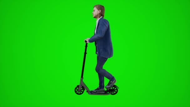 Vert Écran Serveur Européen Équitation Scooter Dans Les Rues Europe — Video