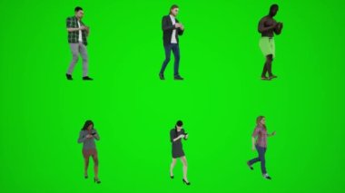 Üç erkek ve üç kadın şehir merkezinde yürüyorlar ve üç boyutlu animasyondan telefonla oynuyorlar. Bu da insanları krom anahtarlı animasyona dönüştürüyor. Kalabalık yürüyor ve konuşuyor.