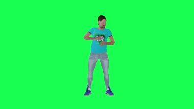 3D sigara içen adam, izole edilmiş ön açı yeşil ekran 3D insanlar daha kırmızı renkli arka plan animasyon erkek ve kadın yürüme konuşması