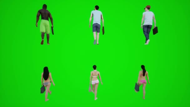 Animation Von Männern Und Frauen Fuß Und Beim Einkaufen Den Videoclip