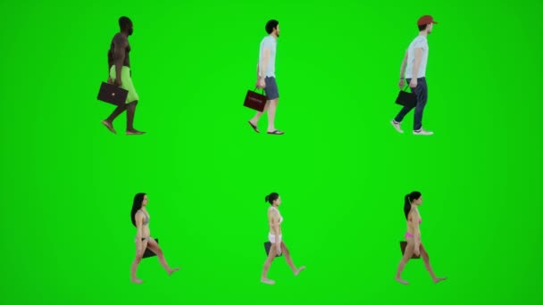 Animation Men Women Walking Shopping Beaches Antalya Angle Render People — 图库视频影像