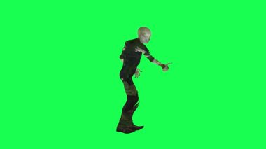 Orman savaşçısı bitkileri suluyor sol açı yeşil ekran 3D insanlar kırmızı krom arka plan animasyon erkek ve kadın yürüme konuşması