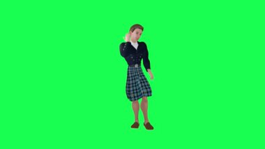 Yahudi çocuk telefonda konuşuyor yeşil ekran 3D insanlar daha kırmızı renkli arka plan animasyon adam ve kadın yürüme konuşması