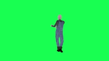 Animasyon cadılar bayramı adamı dans ediyor. Salsa salsa yapıyor. Yeşil ekran.