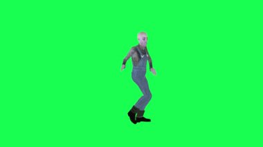 Karikatür cadılar bayramı adamı salsa yapıyor. Salsa salsa yapıyor. Yeşil ekran.
