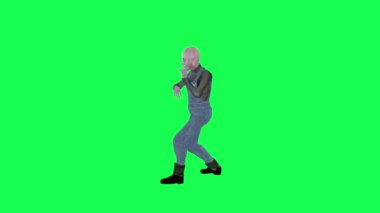 Çizgi film korkunç zombi adam yeşil ekran sağ açı Rap 3D insanlar kırmızı krom anahtar arka plan animasyon erkek ve kadın yürüyüş konuşma