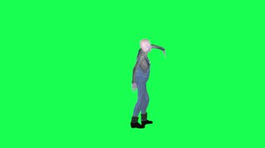 Cadılar Bayramı kostümcüsü yeşil ekran sol açı dans hip-hop insanlar kırmızı krom anahtar arka plan animasyon adam ve kadın yürüyüş konuşma