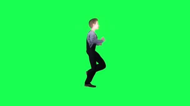 Miner Boy Running Isolated Left Angle Green Screen People Redner — Stock Video