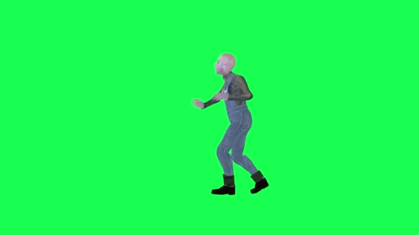 Animado Halloween Hombre Bailando Salsa Aislado Ángulo Izquierdo Pantalla Verde — Vídeos de Stock