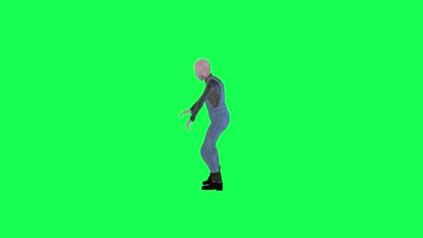 Karikatura Muž Zelená Obrazovka Pravý Úhel Tance Robot Boky Lidé — Stock video
