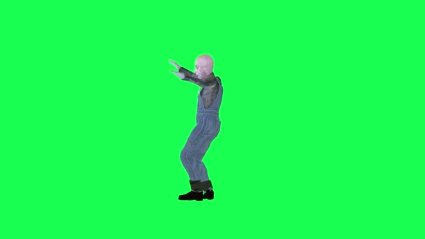 Καρκίνος Εργαζόμενος Άνθρωπος Χορό Hip Hop Δεξιά Γωνία Πράσινη Οθόνη — Αρχείο Βίντεο