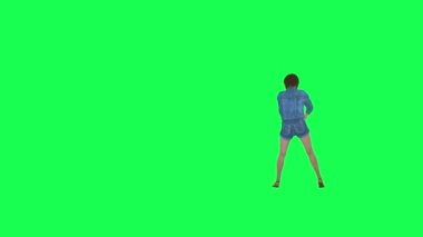 Yeşil ekran, kot pantolonlu, robot dansı yapan, hip hop arka açılı izole edilmiş bir kız. 3 boyutlu, kırmızı renkli, arka plan animasyonlu, erkek ve kadın yürüyüşü konuşan insanlar.