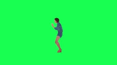 Animasyon kotlu kız, kalça dansı, dik açı, yeşil ekran, 3 boyutlu insanlar, kırmızı renkli arka plan animasyon, erkek ve kadın yürüme sohbeti.