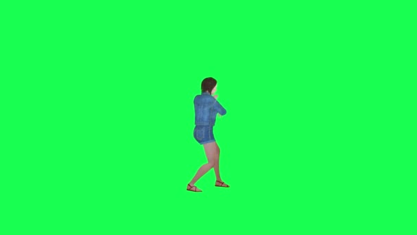 Green Screen Animated Girl Jeans Rapping Left Angle Isolated People — Stock Video