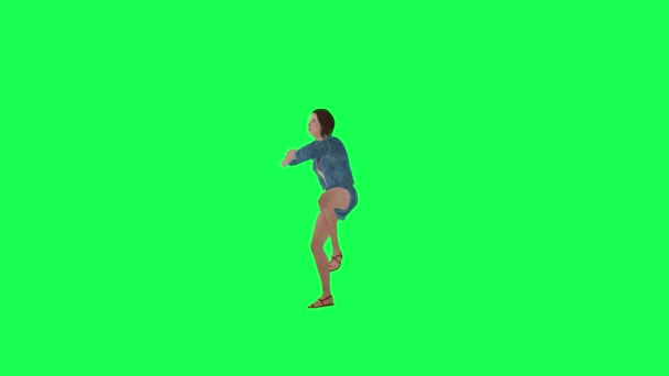 Zielony Ekran Odizolowany Dziewczyna Dżinsy Taniec Gangnam Styl Prostokąt Ludzie — Wideo stockowe
