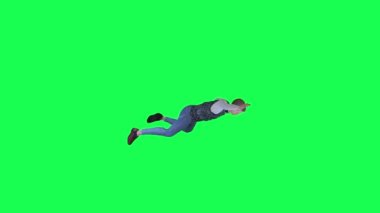 3D yakışıklı adam serbest düşüş sol açı yeşil ekran insanları krom anahtar animasyon insanı yürütür ve konuşur